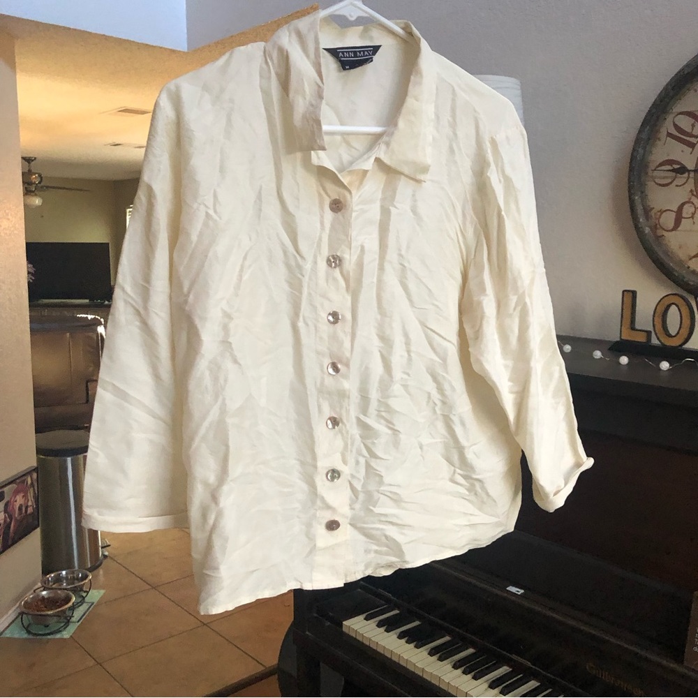 Vintage Ann May 100% Silk Button Down